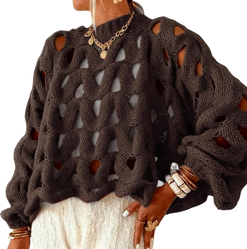 Women's Crochet Sweater Hollow Out Oversized Sweater