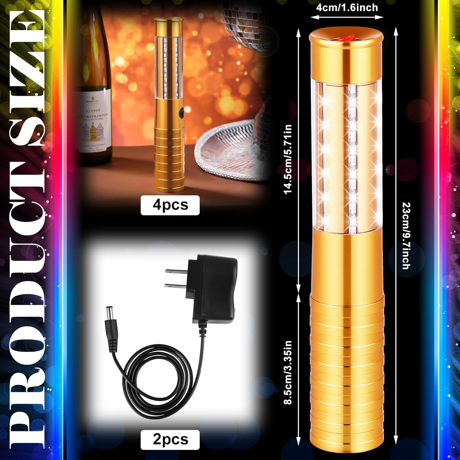 LED Strobe Baton Light Led Bottle Service Lights Bright Rechargeable Champagne Bottle Handheld Light Topper for Bar Nightclub Wedding Party Concert