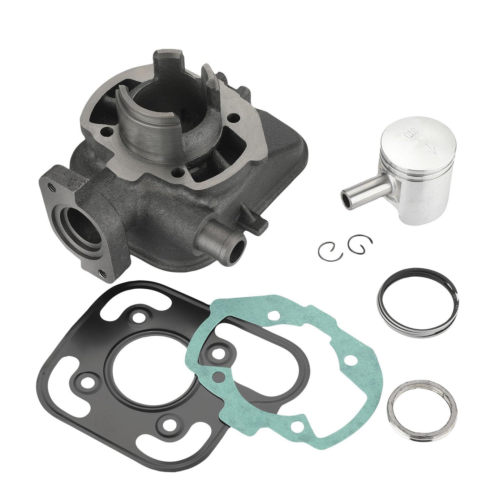 50ccm Zylinder Kit, inkl. 40mm Zylinderbohrung und 12mm Kolbenbolzen, mit Kolbenringe Kolbenclips Dichtsatz, kompatibel mit Peugeot Ludix 2 für Jet Force für Jetforce C-Tech für Ludix 50 LC