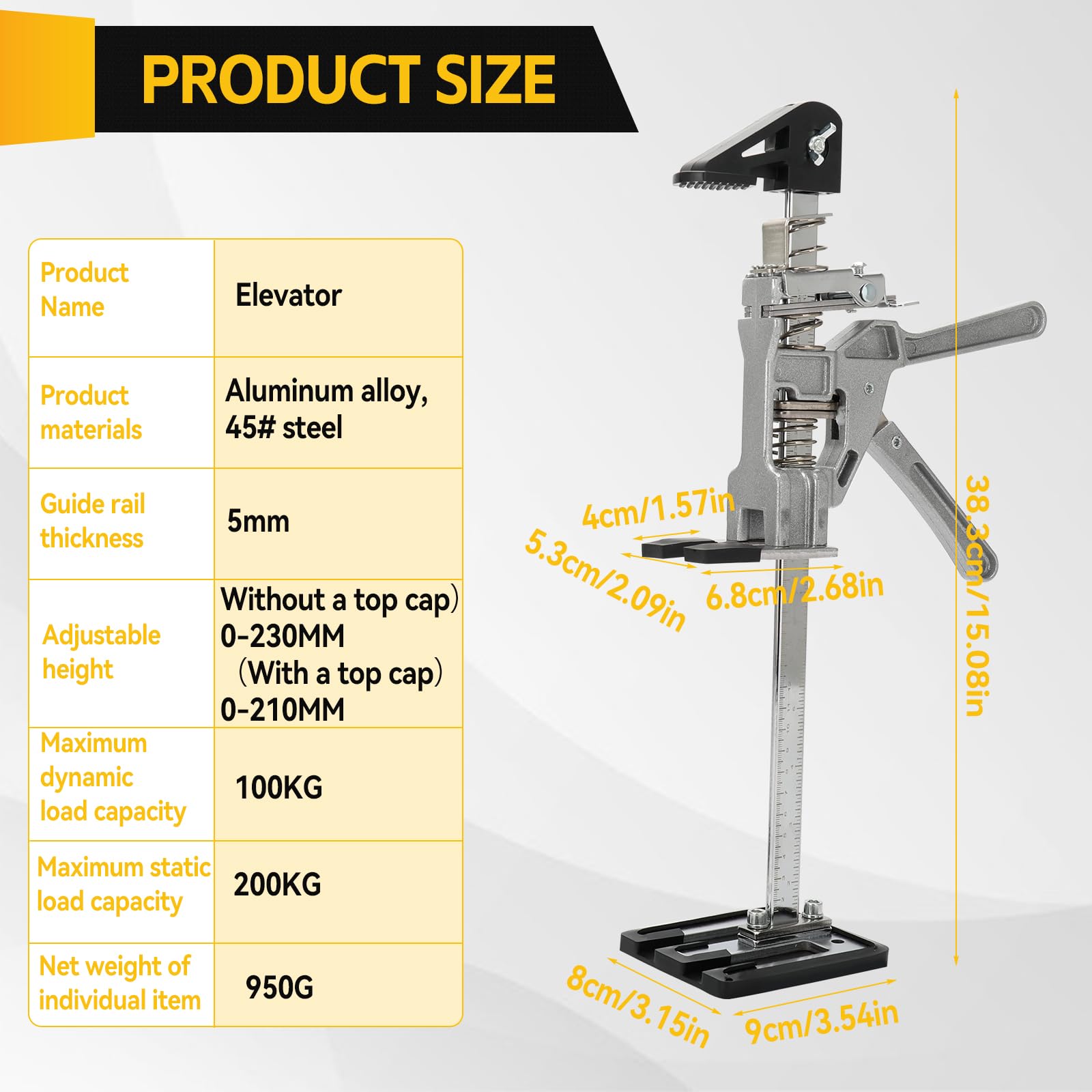 2 Stück Arbeitsspararm Arm, 23cm Arm Handwerkzeugheber, Langsam und Schnell Hebefunktion, Schrank Arbeitssparheber, Ganzmetall Hebewerkzeug, 200kg Kapazität für Möbel,Türen, Bretter