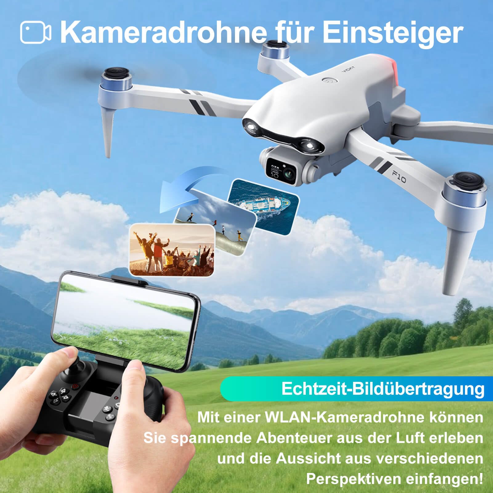 Jiakora Drohne mit Kamera 1080P, RC Drone Spielzeug für Kinder & Erwachsene | RC Drohne für Anfänger, Leicht zu fliegen, Doppelkamera, Bürstenlosem Motor, 2 Akkus, Faltbare, RC Flugzeug Spielzeuggeschenk