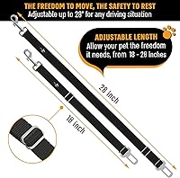 Vista 6 de Active Pets Cinturón de seguridad de coche negro para perros, se fija al arnés y al collar, sistema de retención de viaje ajustable de 18 a 24