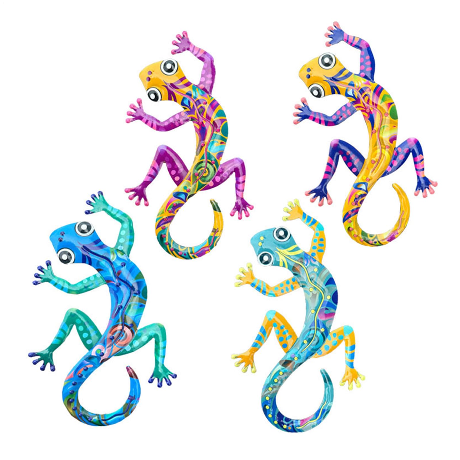 Lézards en métal décoratifs pour mur intérieur et jardin en lot de 4 pièces