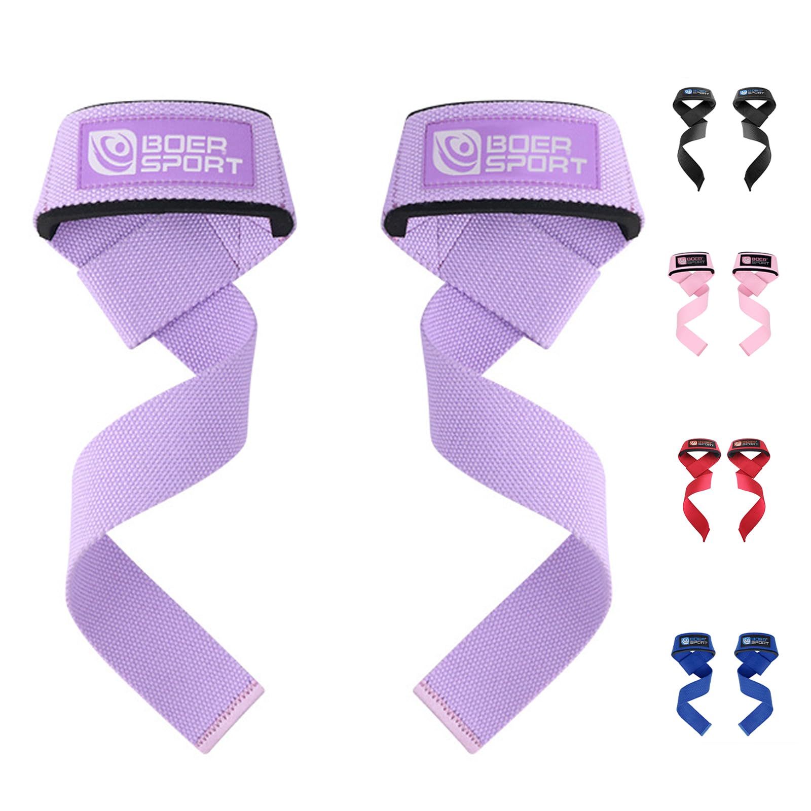 Weight Lifting Straps for Deadlift & Pull Ups – 62cm Long Polyester Webbing with EVA Cushion, Adjustable Loop, Anti-Slip Gym Grips for Powerlifting, Bodybuilding (Purple)