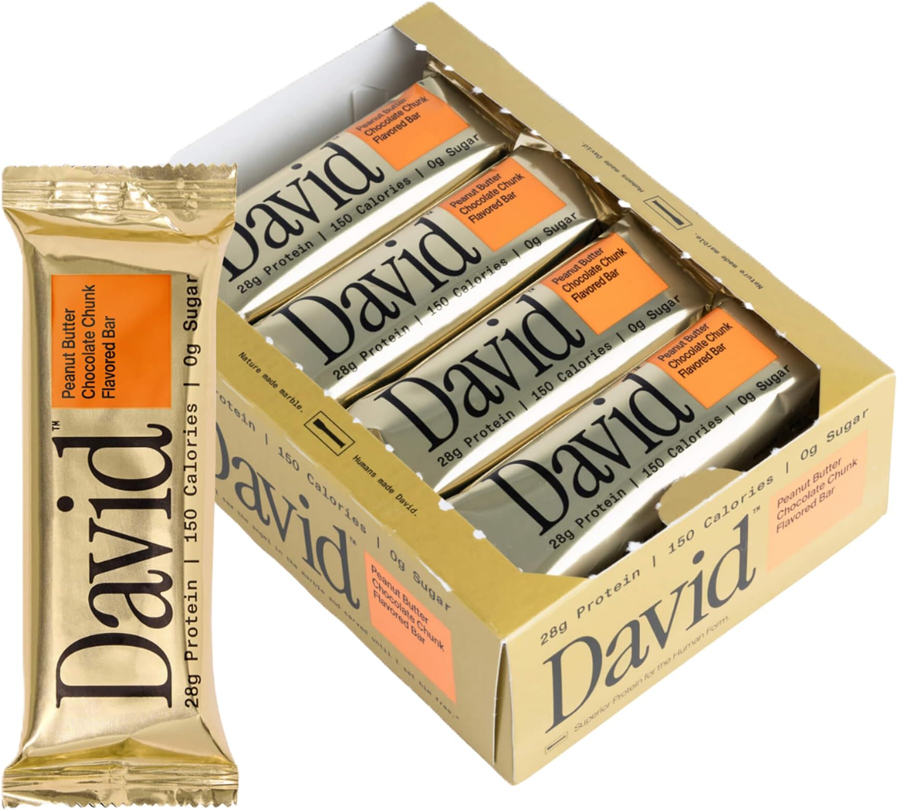 DAVID Bar Peanut Butter Chocolate Chunk 62g Pack of 12