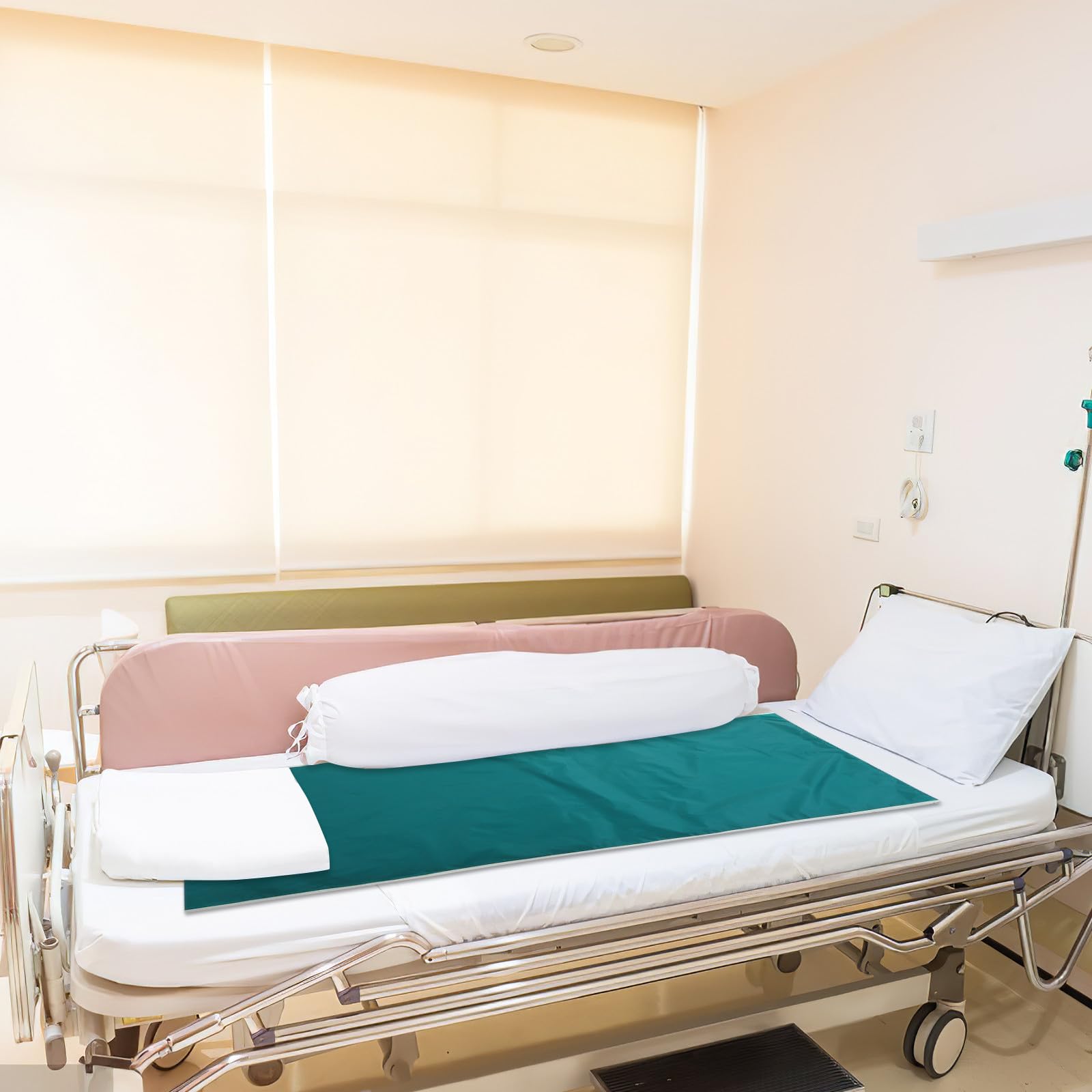 Yardwe Panno di Trasferimento Pazienti Allettati 180X75 CM Verde Rivestimento in Silicone per Posizionamento e Rotazione Agevolata Ausilio Assistenza Anziani e Letto Ospedaliero