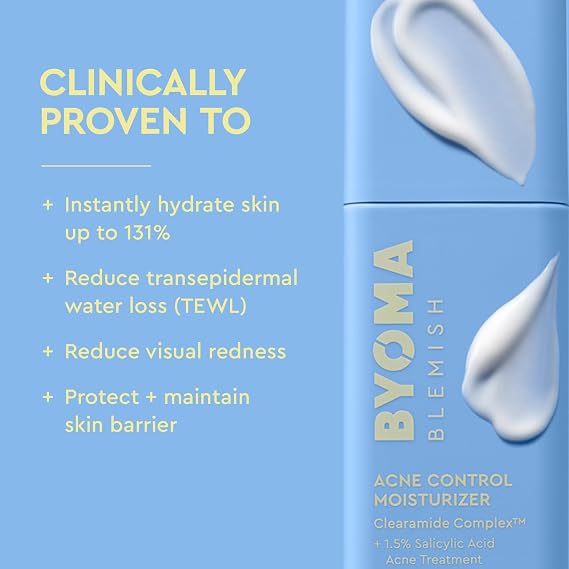 BYOMA Blemish Acne Control Moisturizer - 1.69 fl oz: Paraben-Free, Face Application, Fresh Scent
