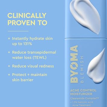 BYOMA Blemish Acne Control Moisturizer - 1.69 fl oz: Paraben-Free, Face Application, Fresh Scent