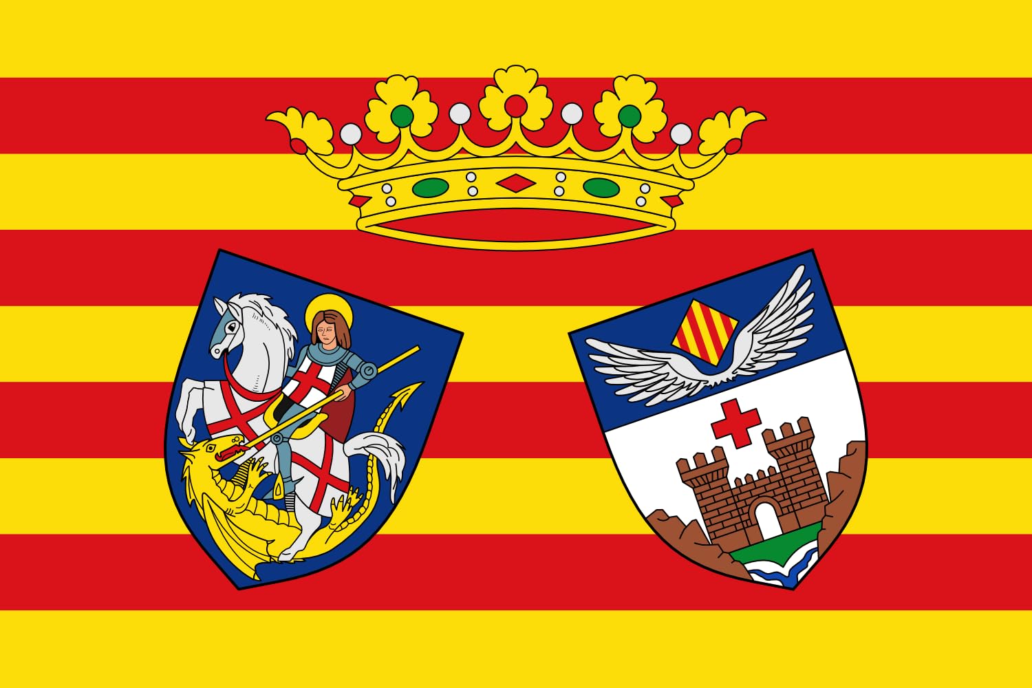 Drapeau d Alcoi grand format pour fétes traditionnelles de l Alcoià