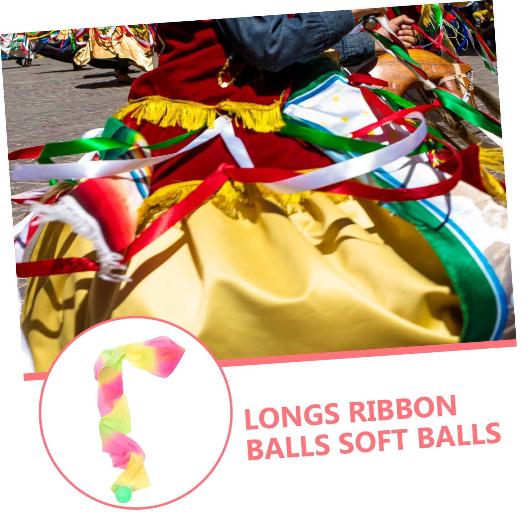 Gogogmee Exercise Ball High Flexibility Soft Gymnastic Ribbon Ball with Ribbons for Tai Chi and Fitness Activities Lightweight Design for All Ages