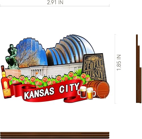 Miniatura 3 de Imán de madera de Kansas City de Estados Unidos, imanes 3D para nevera, recuerdos coleccionables de viaje, decoraciones hechas a mano, 2