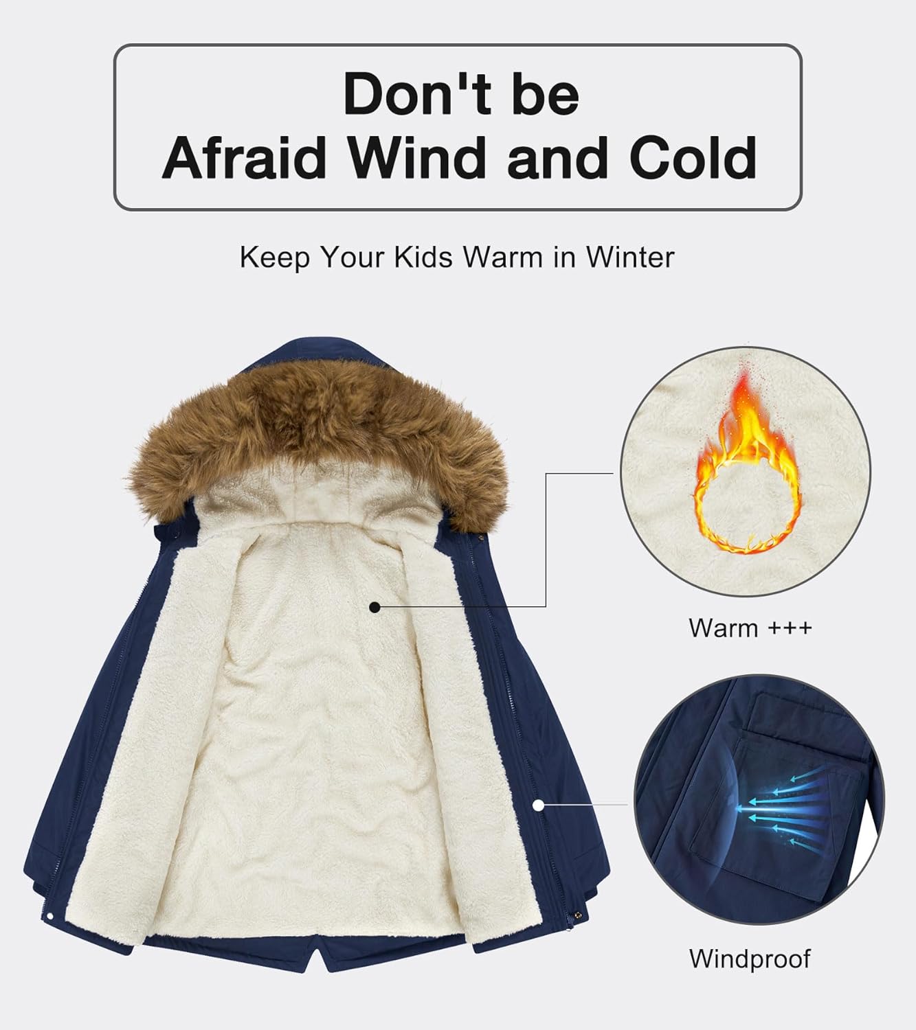 Lovekider 5-16T Boys Winter Coat Warm Puffer Kids Coats Thicken Parka Jacket with Removable Faux Fur Hood - Image 3