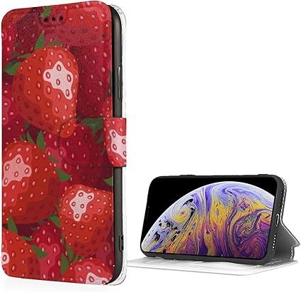Amazon イチゴ Strawberry 草莓 Iphone Se 第2世代レザーフォンケースiphone7 8レザーフォンケース スタンド付きノートブックスマートフォンケース磁気閉鎖tpu付きウォレットカード収納機能耐衝撃性折りたたみ式 傷防止性 指紋防止 耐摩耗性の人気ファッション電話