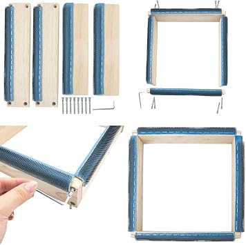 Gripper Strip Frame for Punch Needle - Square Wooden Embroidery Hoop, Rug Tufting Holder, Fabric Stretching Tool, Tapestry Cross Stand, Supplies for DIY Sewing Quilting Crafting