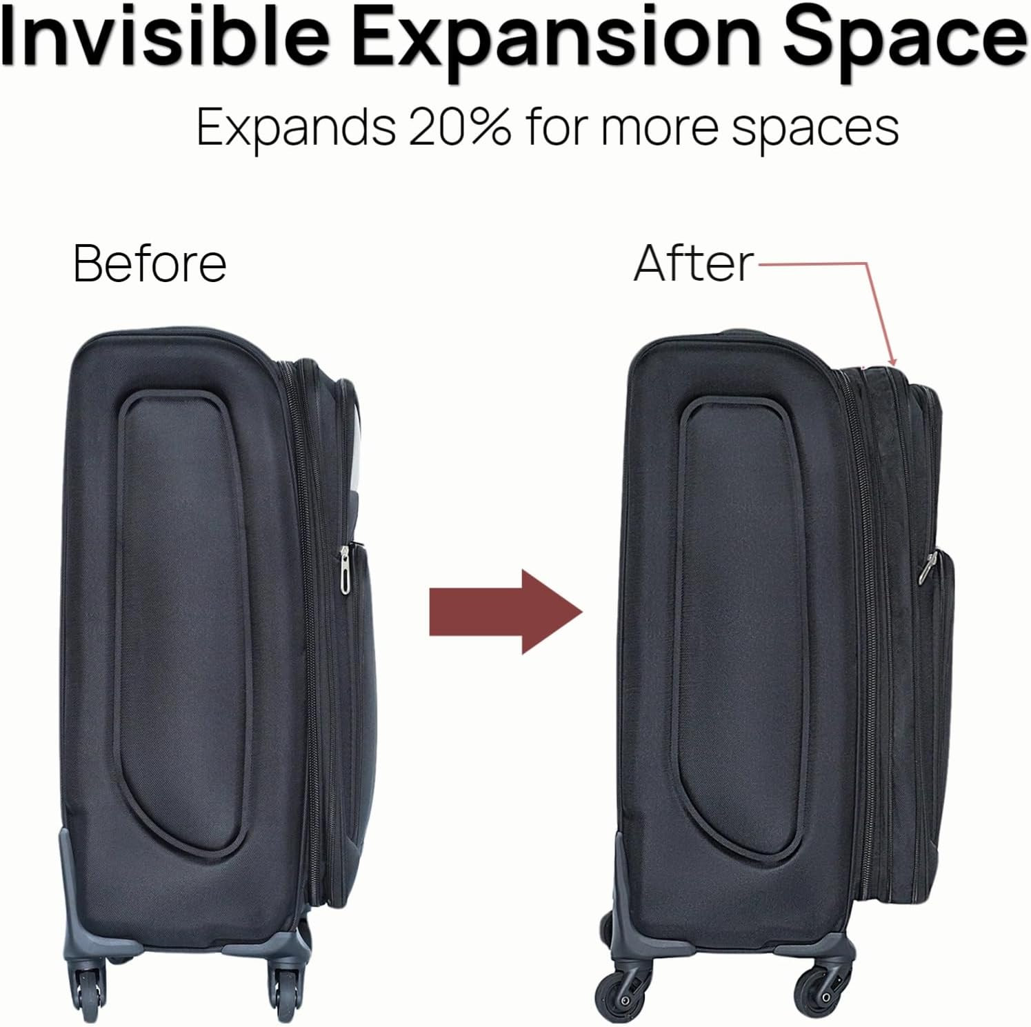 2 Piece Luggage sets - 20/24 Inch Lightweight Oxford Fabric softside Suitcase with 360° Spinner Wheels, Water-Resistant Travel Case (Password lock not Included) (Black)
