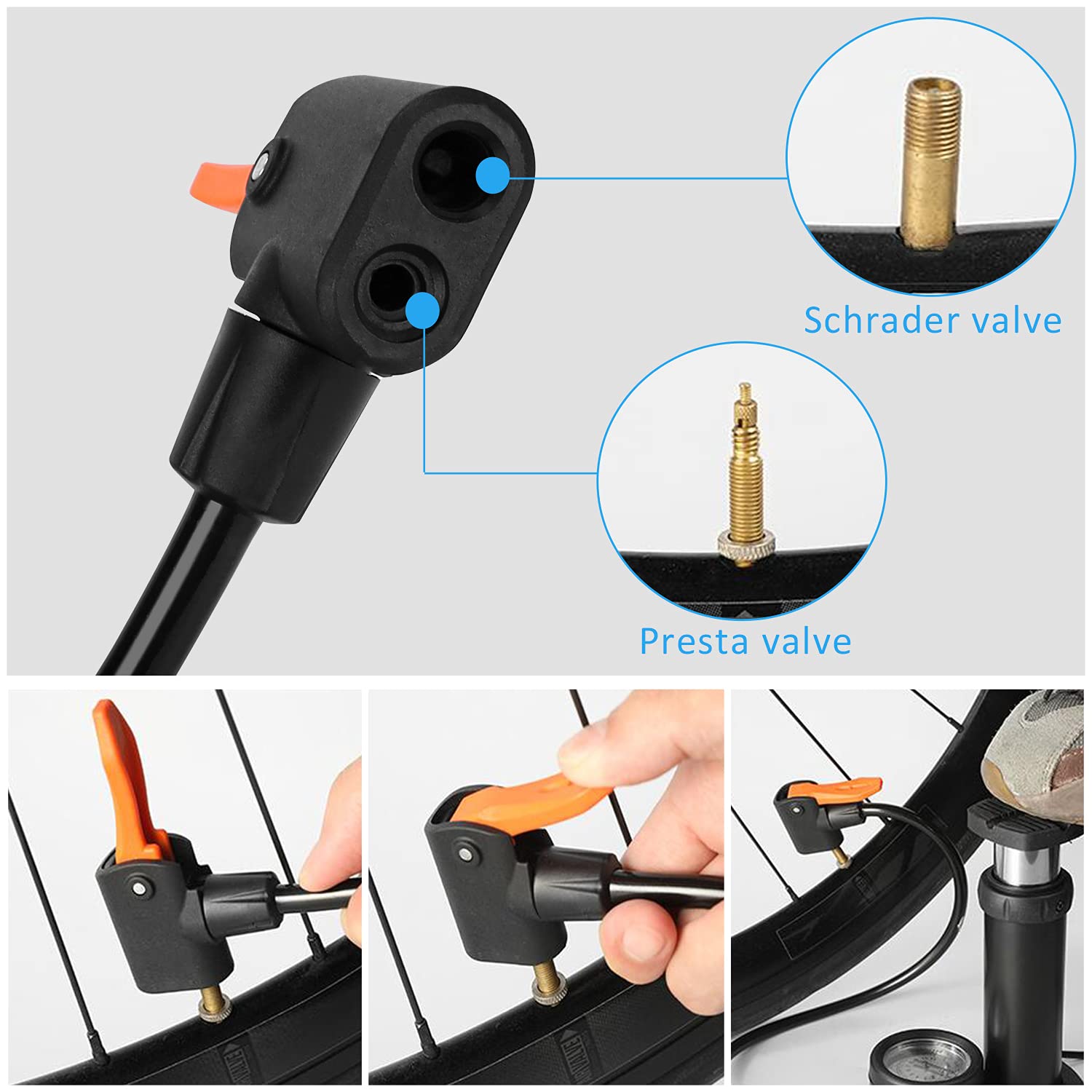 ZIMAOER Fahrradpumpe 160 PSI - Für Presta & Schrader Ventile