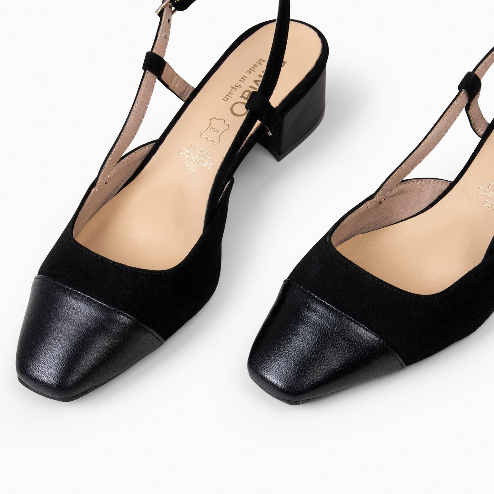 miMaO. Zapatos Destalonados con Puntera de Piel. Fabricado en España