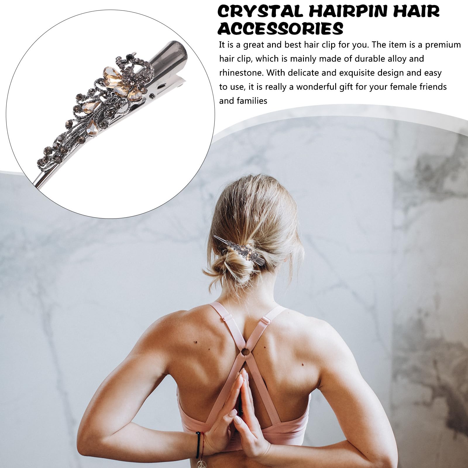 Vintage Rhinestone Hair Alligator Clips Spark Hair Clips Large Duckbill Clips Barrettes Hair Accessories for Women () - Image 4