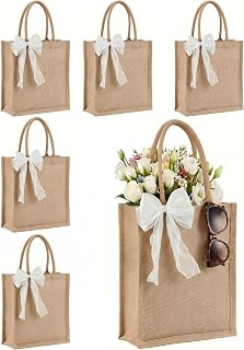 Large Burlap Tote Bags Set with Handles,Jute Tote Waterproof Reusable Bridesmaid
