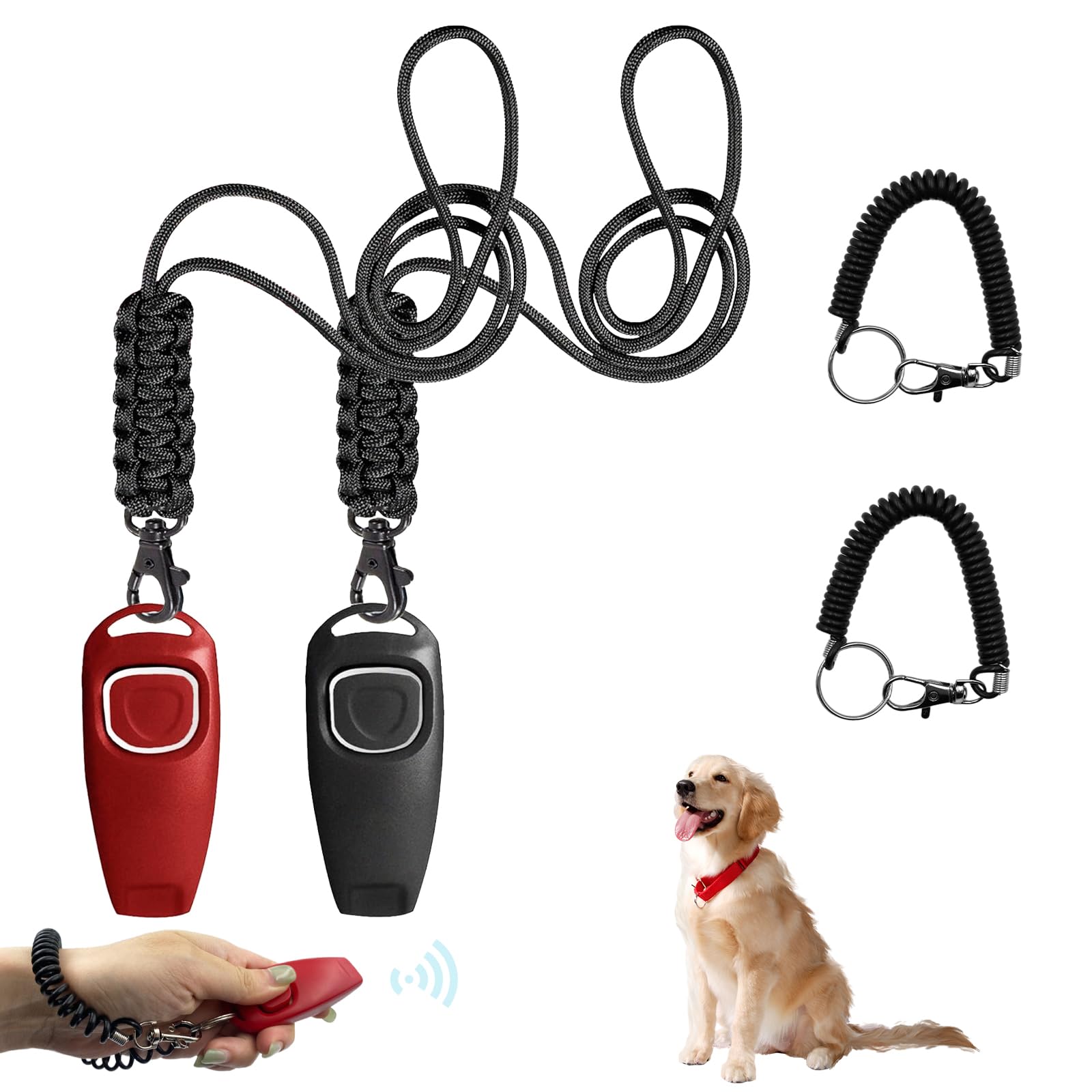 Silbatos para Perros,Clicker y silbato para perros y adiestrar perros,Con cordón ajustable,Adecuado para perros y cachorros(2 uds)