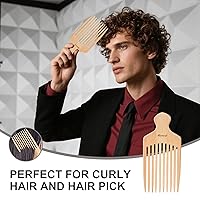 Vista 7 de Bamboo Hair Pick for Curly Hair, Premium Wooden Wide Tooth Detangling Comb with Ergonomic Handle, Natural Volume & Styling Tool for Men Women, Fine