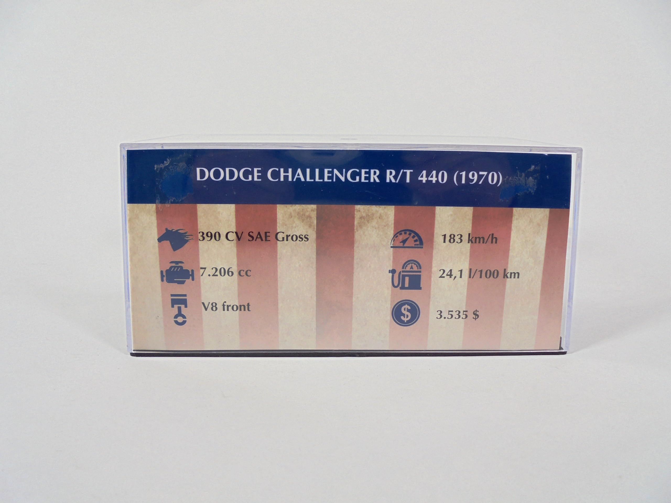 OPO 10 - Modellino Auto in Scala 1/43 Compatibile con Dodge Challenger R/T 440 1970 - AC07