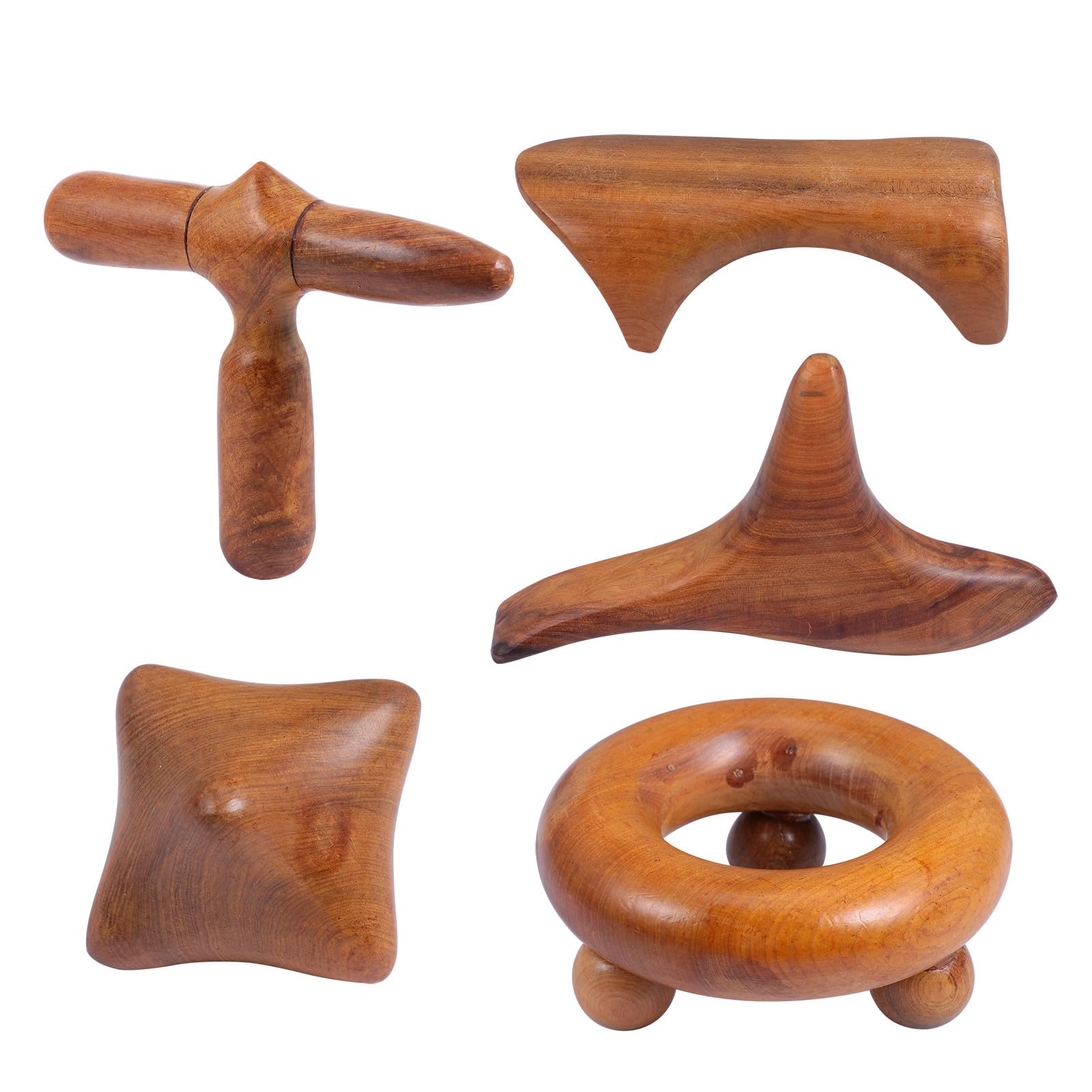 Juego de 5 Piezas de Tablero Guasha de Madera de Sándalo para Masaje Corporal, Ligero y Potente para Aliviar el Pies y Piernas, Adecuado para Uso Laboral y Navidad