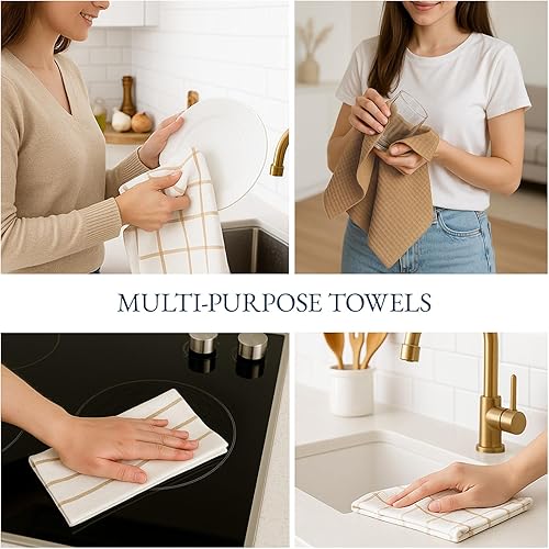 Miniatura 6 de LANE LINEN Juego de 12 toallas de cocina de algodón para secar platos, 18 x 28 pulgadas, toallas de mano de cocina, toallas de cocina absorbentes,