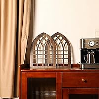 Vista 4 de Yulejo 2 marcos rústicos de ventana para decoración de pared, decoración de pared de granja de madera de 15.6 x 11 pulgadas, ventana de catedral