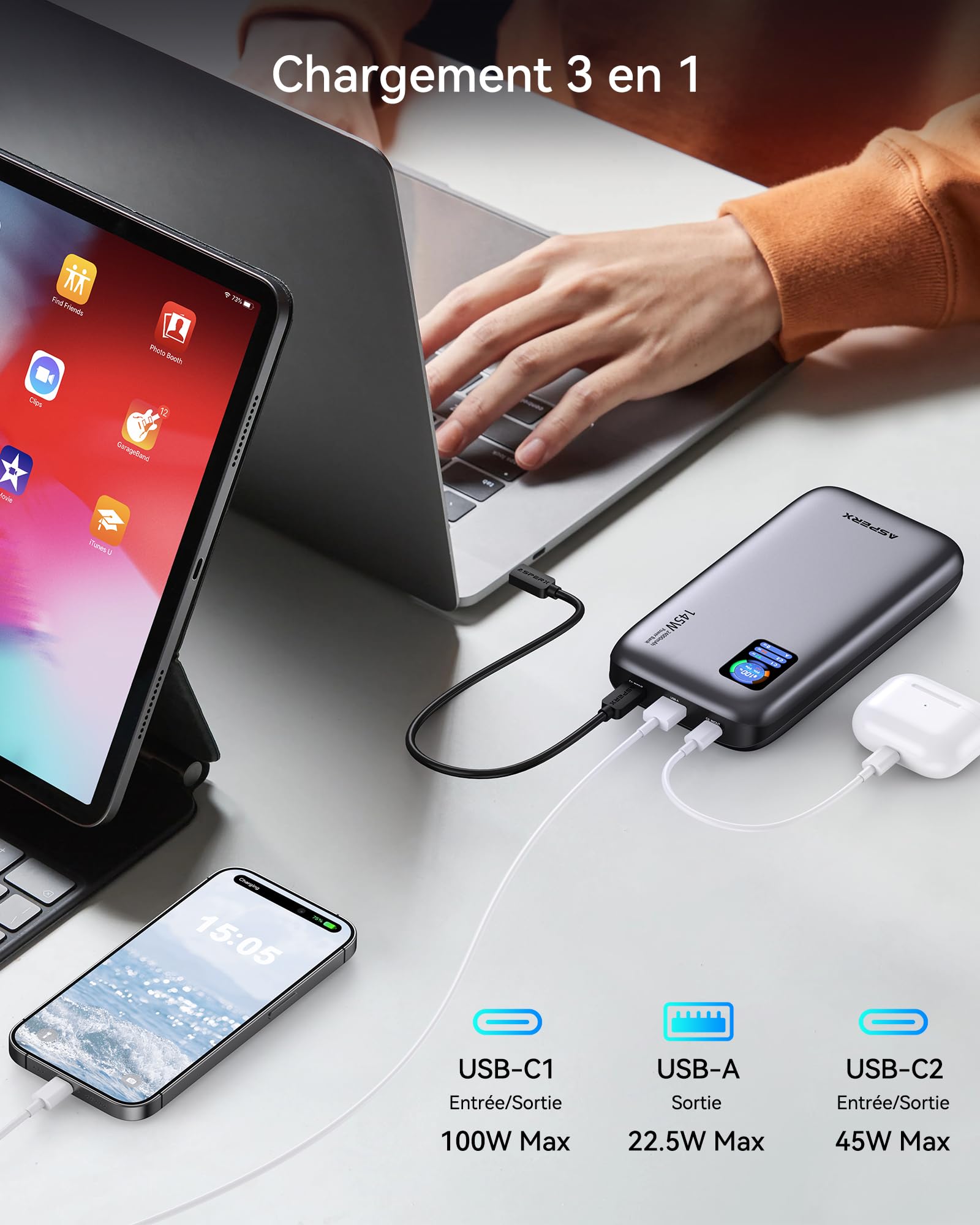 AsperX 100W 24000mAh Laptop Power Bank