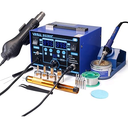 YIHUA 862BD+ SMD ESD Safe 2 in 1 Soldering Iron Hot Air Rework Station °F /°C with Multiple Functions