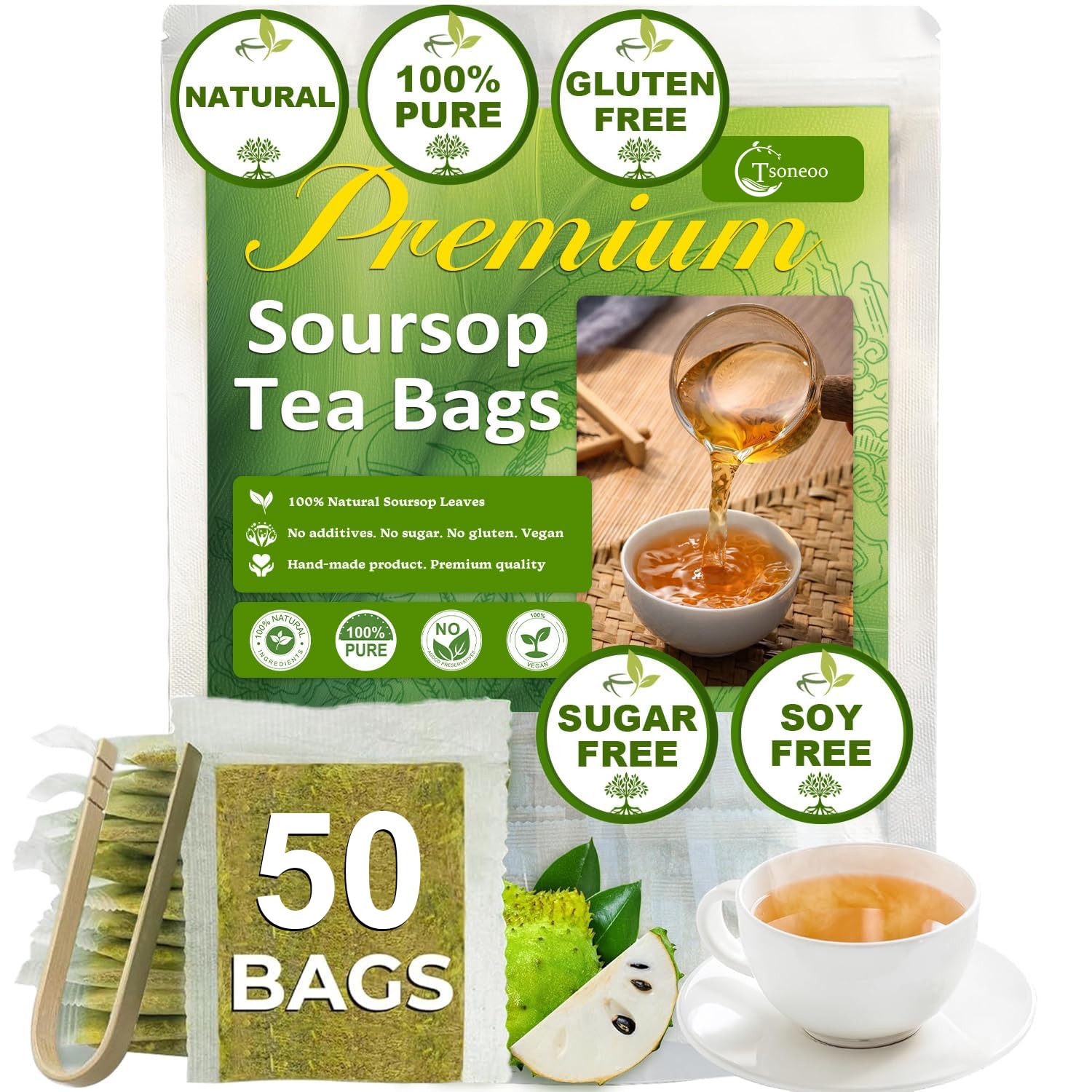 Premium Soursop Graviola Leaf Tea Sugar/Caffeine/Gluten Free