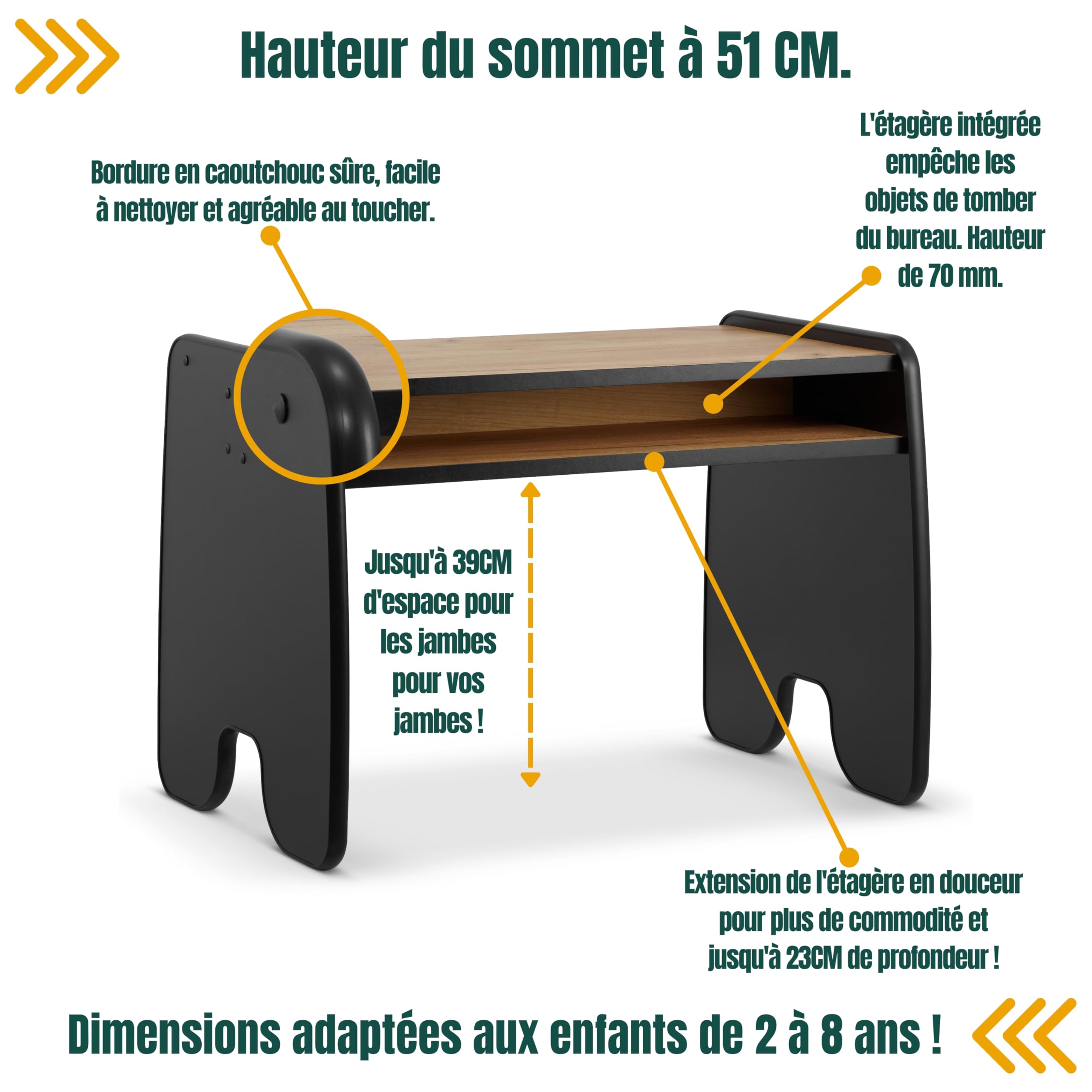 defiPad® Table Enfant avec Chaise | Premium Bureau avec Espace de Rangement | Table Dessin | Meuble Chambre | Charge 80kg pour 2-8 Ans