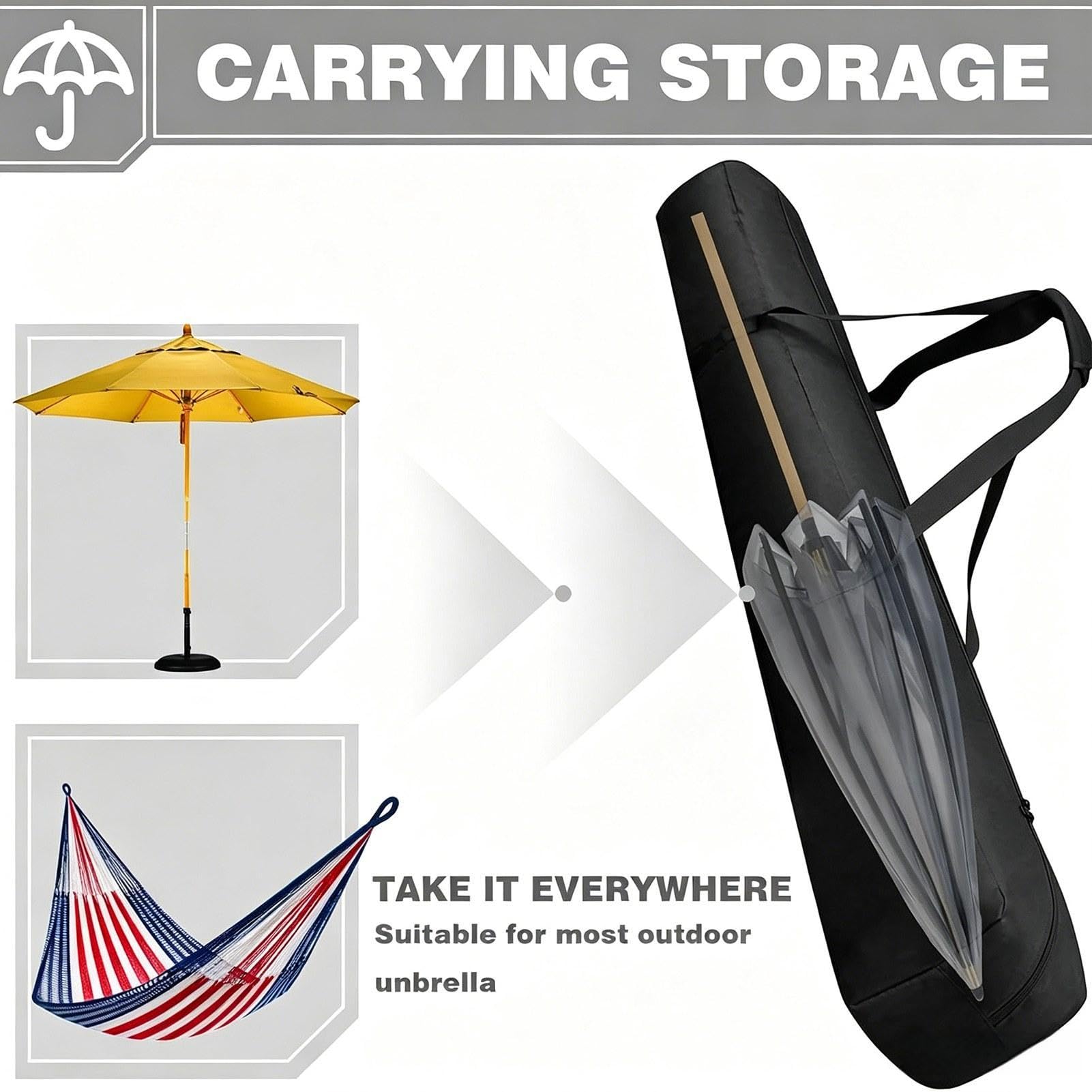 per ombrellone da giardino, 2,4 m, con cerniera | Oxford panno Outdoor Umbrella Storage Bag per viaggio vacanza casa all'aperto ristorante cortile commerciale