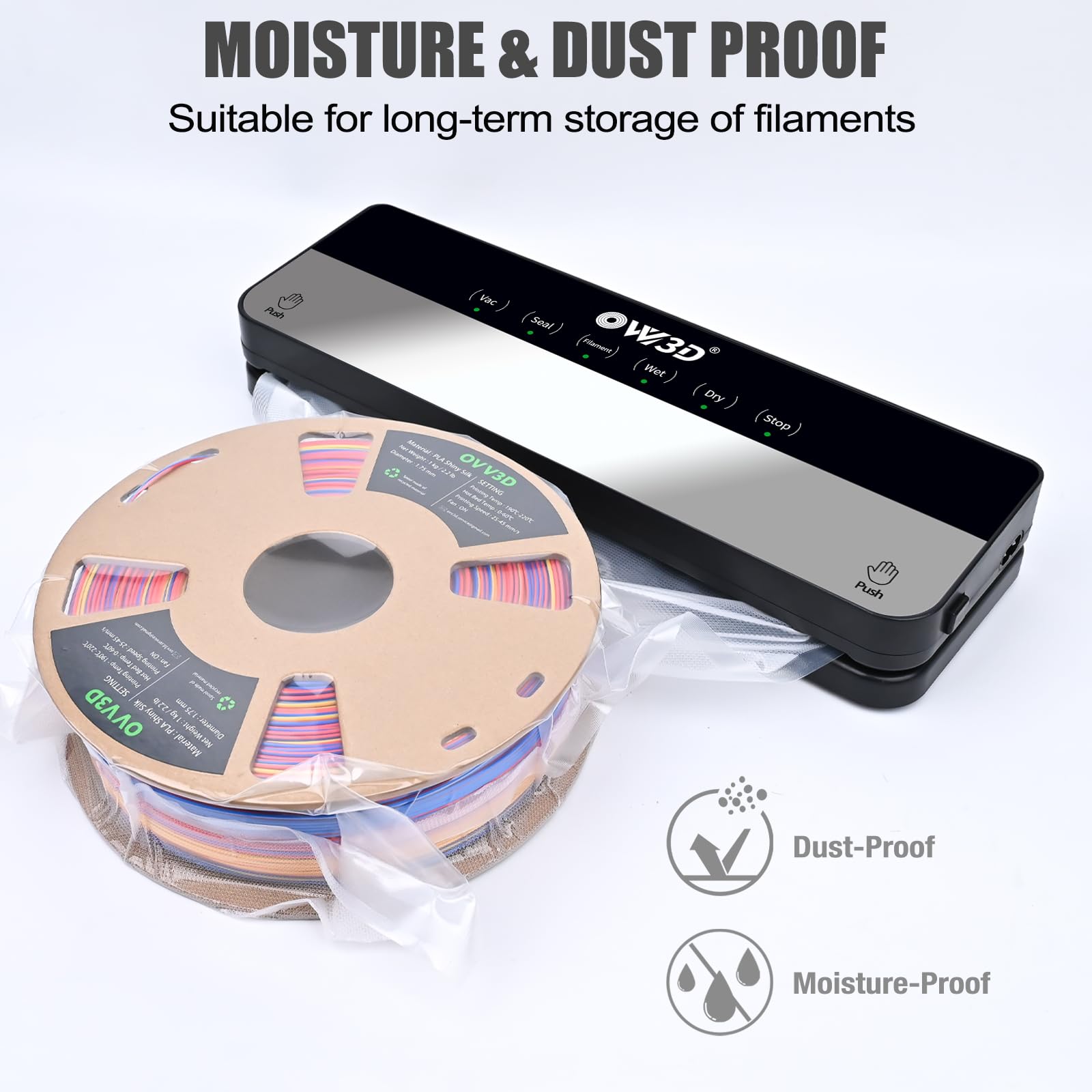OVV3D 3D Printer Filament Storage Bags 30pcs with Vacuum Sealer