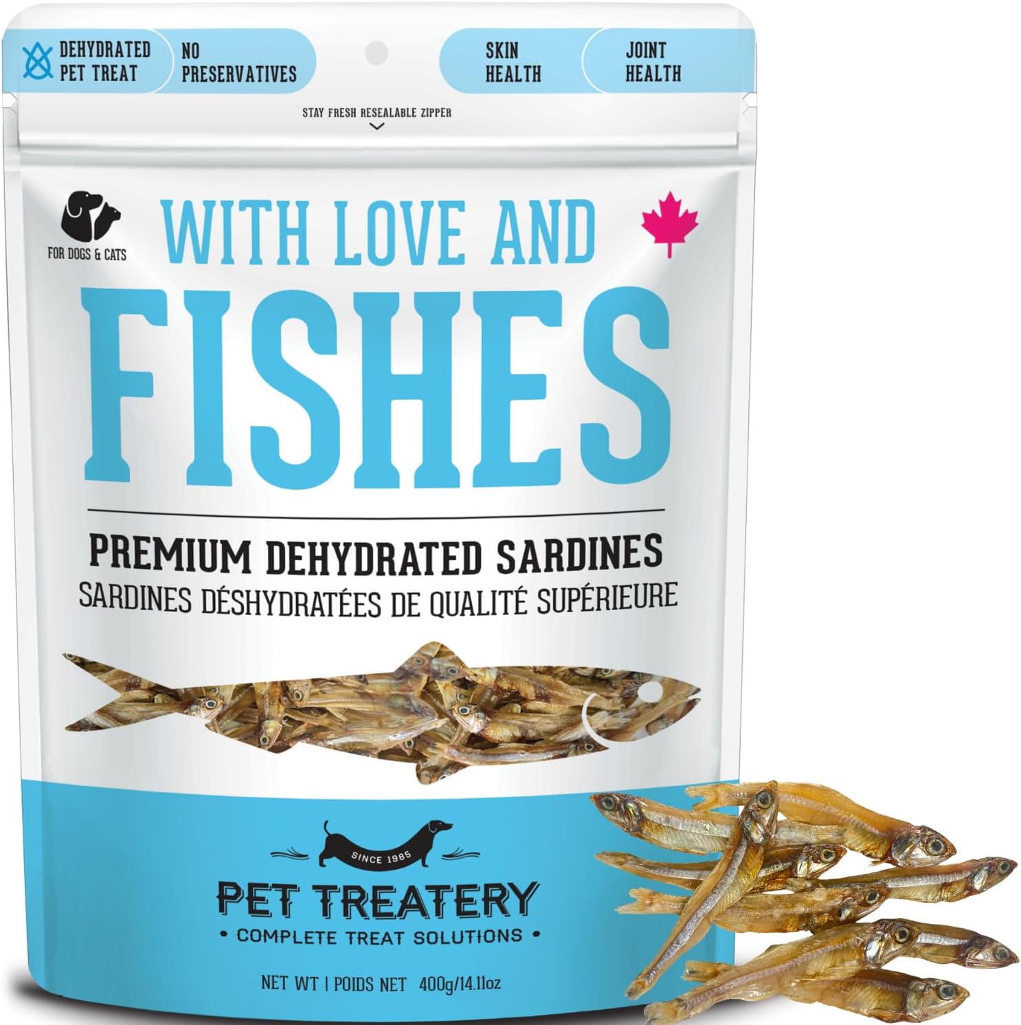 The Granville Island Pet Treatery Sardines for Dogs & Sardines for Cats (14.11 oz, Pack of 1) - Dehydrated Single Ingredient Dog Treats - All Natural Dog Treats, Grain Free  Dog Training Treats
