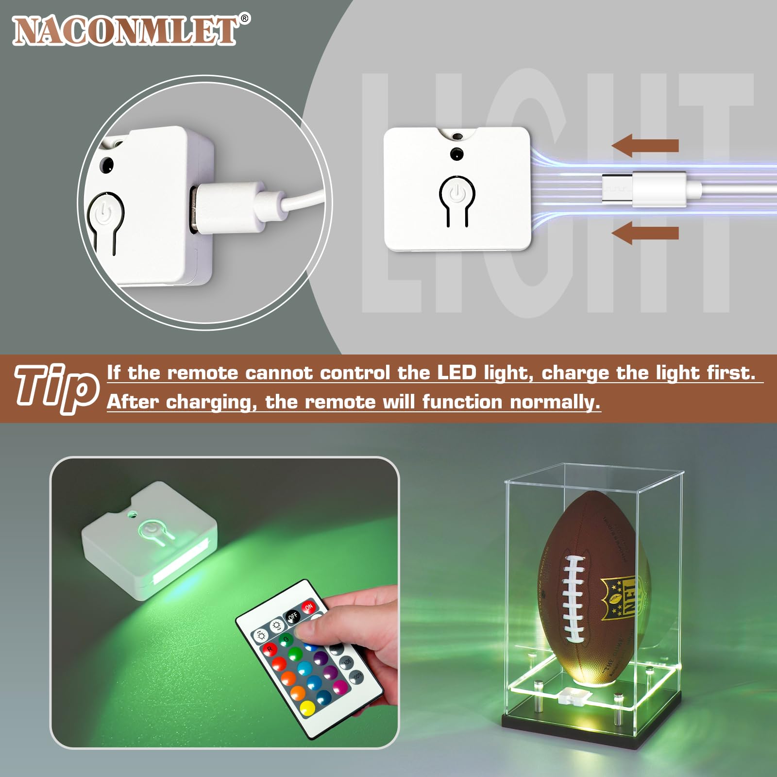 Basketball Acryl Vitrine mit LED, Vitrine Schaukasten mit Ständer, UV-Schutz, Transparente Display Case Box für Signierten Basketball Sammlerstücke, Sport-Erinnerungsstücke-28x28x30cm