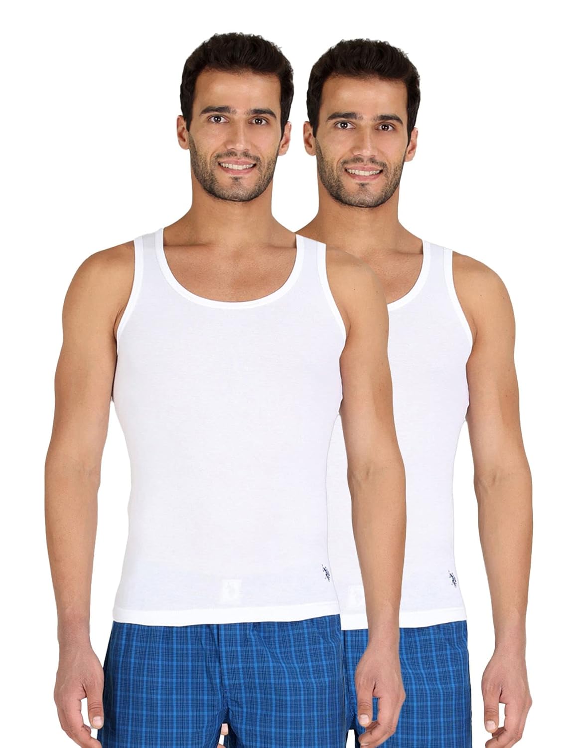 U.S. POLO ASSN. Men’s Regular Fit Round Neck Solid Cotton I642 Vests – Pack of 2