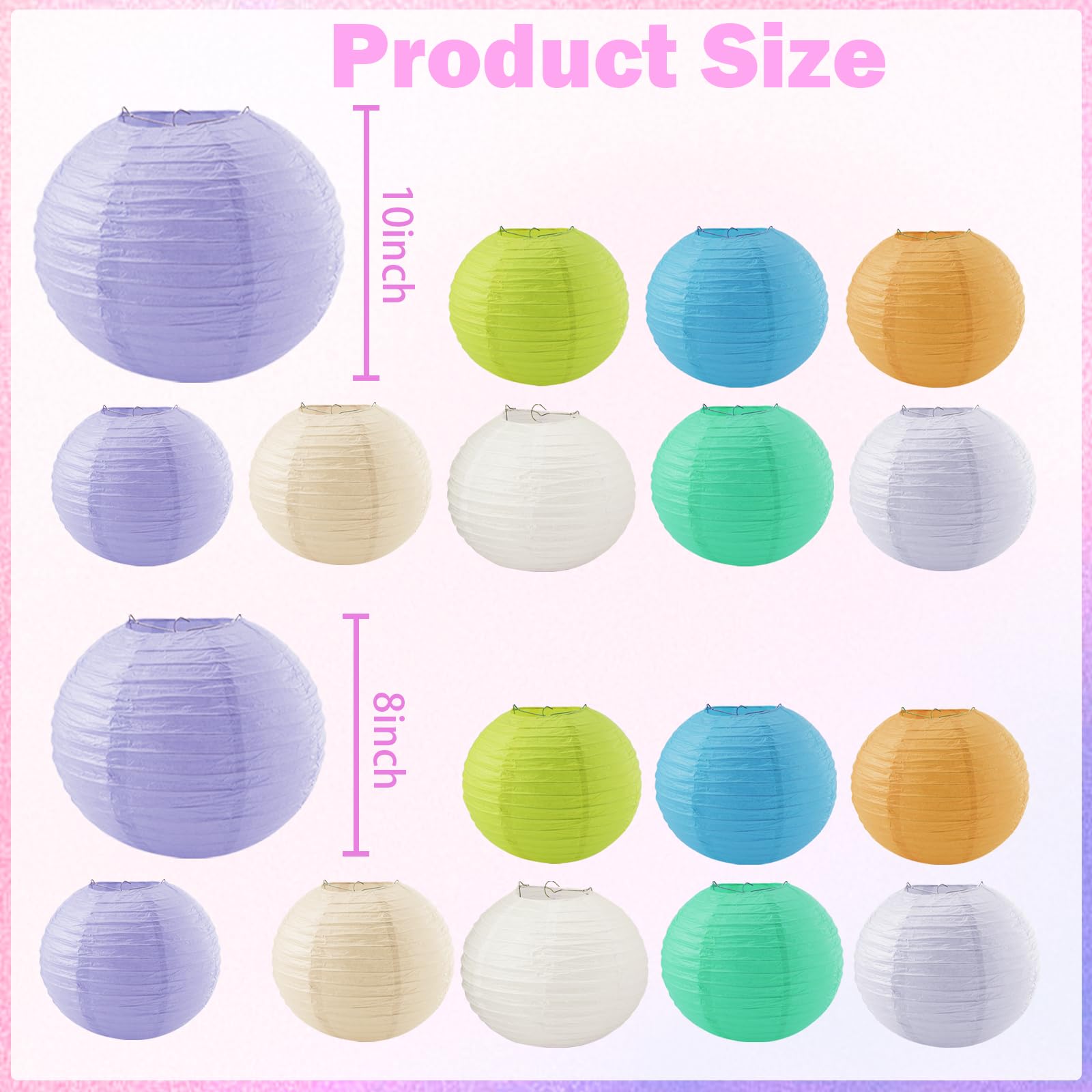 16PCS Colorful Hanging Paper Lanterns Pastel,Colorful Pastel Paper Lanterns,Round Hanging Lantern Classroom Wedding Valentine's Day Wedding Birthday Party Decorations(Macaron)
