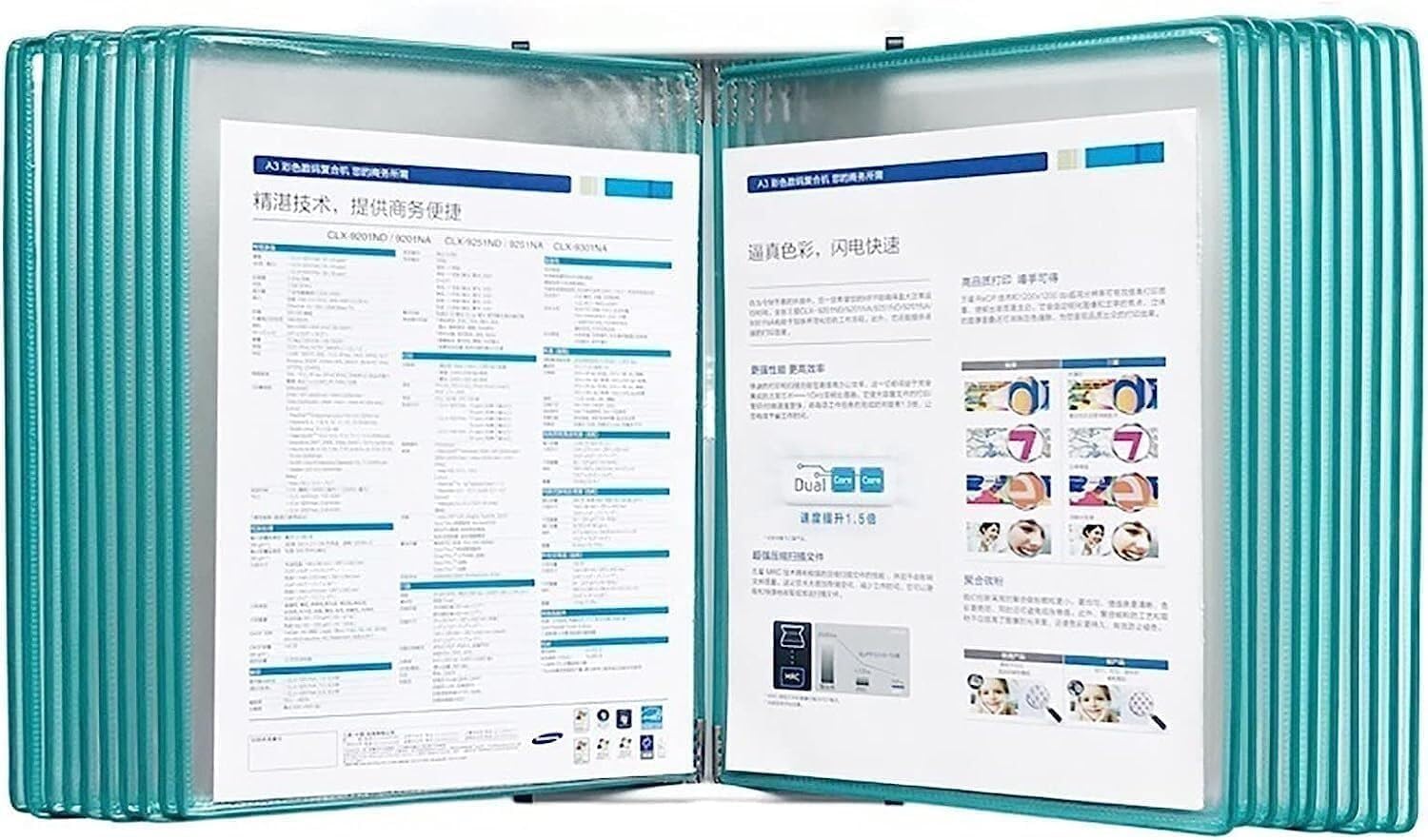 IUokLU Wall Mounted Reference System, 20 Pockets Hanging Wall File Organizer,Display Book,Presentation Project Folder for Files (Green W23.23xH12.99in)