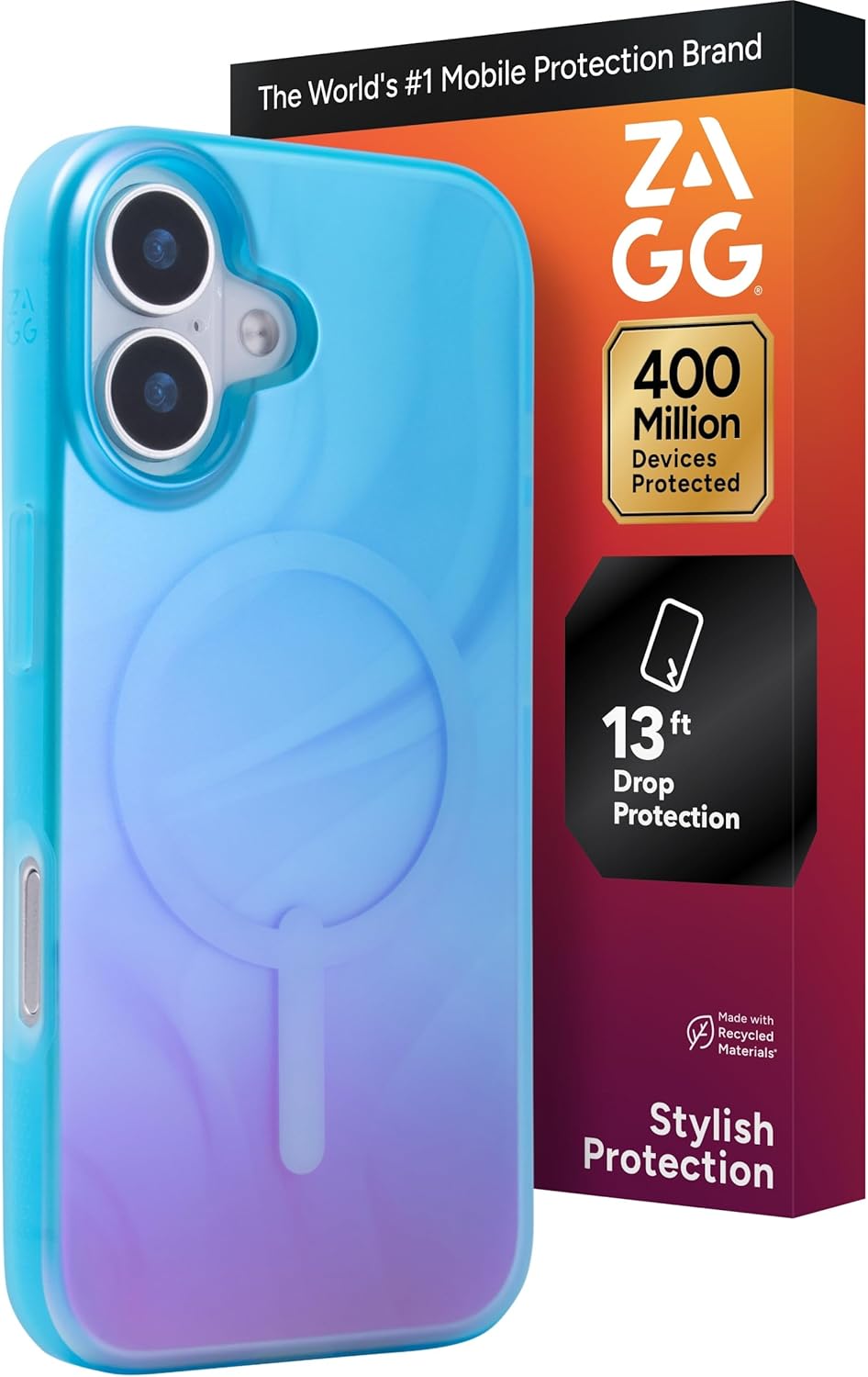 ZAGG Milan Snap Case for iPhone 17 - Deep Aurora, Graphene Strengthened Phone Case with Drop Protection (13ft/4m), Textured Edges & Sparkle Design, MagSafe Charging Compatible