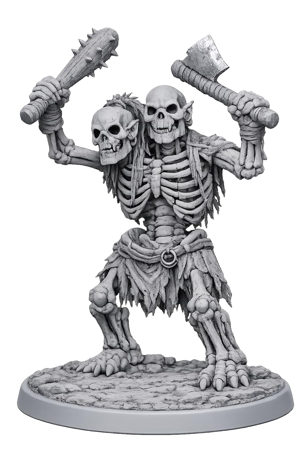 Hexen Miniatures Fantasy Monster Duo Set with Stat Card – 1 x Large 60mm Resin Tabletop RPG Miniatures – Collectible Creature Sets for Roleplaying, Wargaming & Painting ((21.Skeletal Ettin))