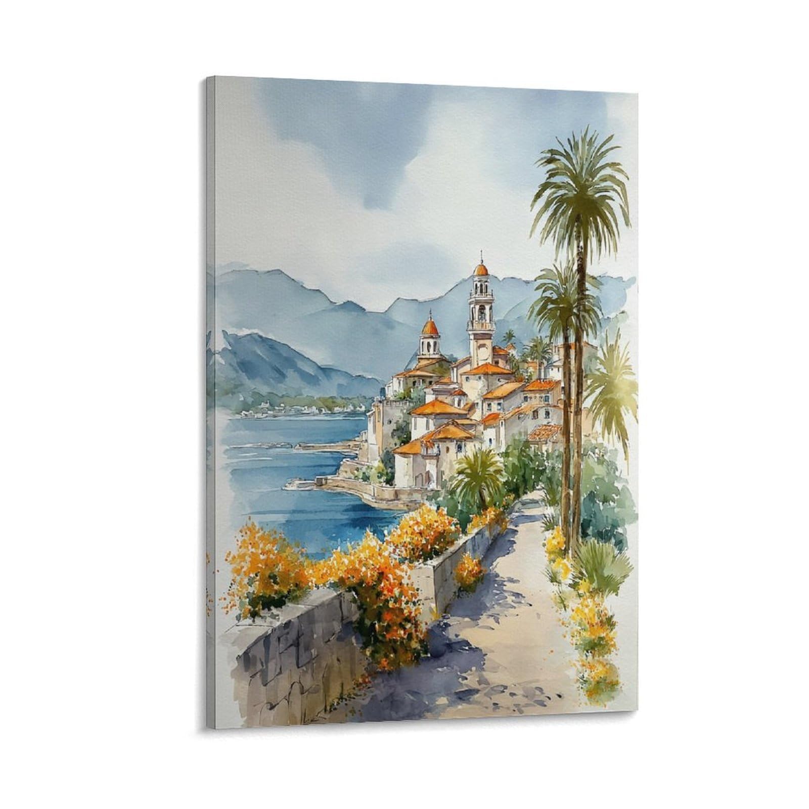 Orange 24x36inch(60x90cm) Vintage Travel Poster Watercolor Canvas Art