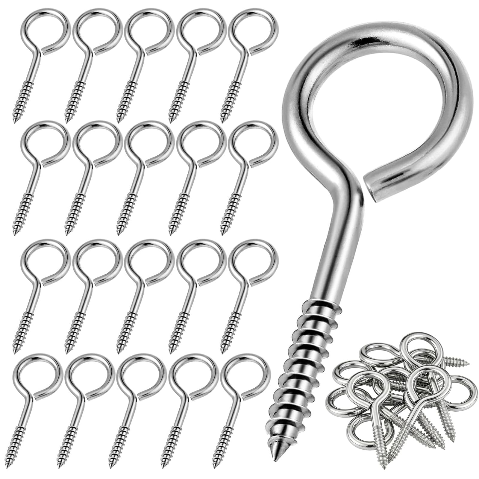 2.55 Inch Heavy Duty Eyelet Screw,Stainless Steel Eye Bolts Screw in Hooks