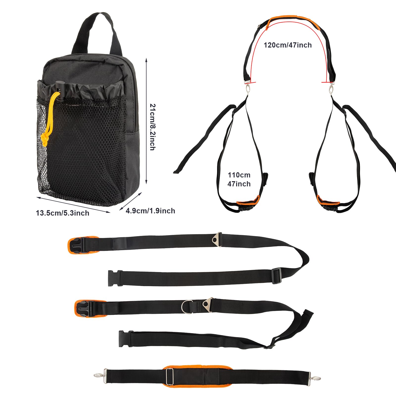 Paddle Board Carry Strap,Adjustable Hands-Free Sup Carrying Strap Boards,With Detachable Storage Bag,Paddle Board Accessories for Women and Men,Longboards,Surfboards,Canoe And Kayaks Accessories