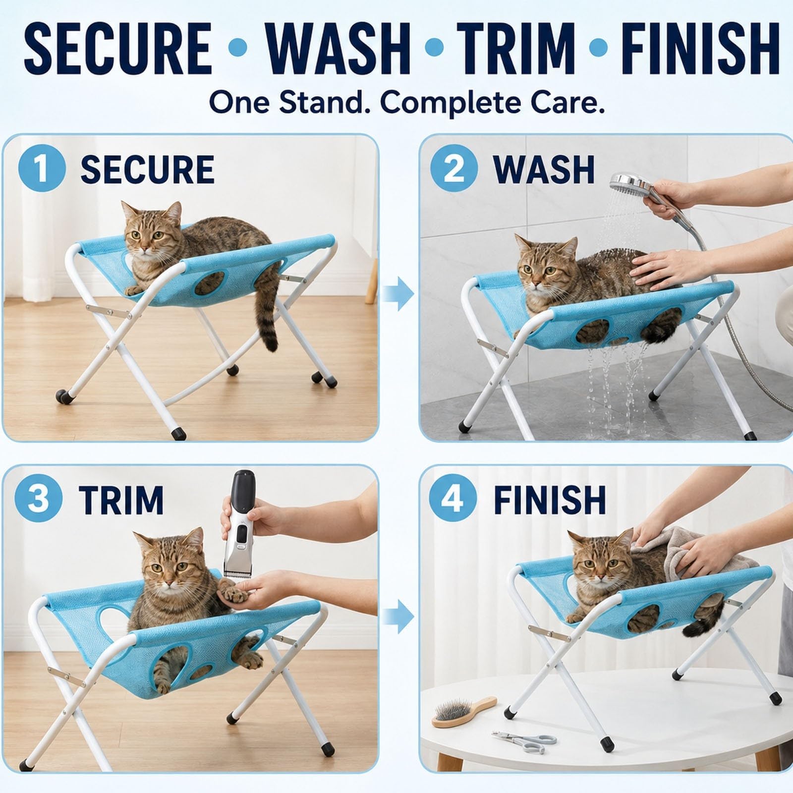 Tavolo da Toelettatura per Cani Pieghevole, Supporto per Toelettatura | Superficie in Rete Traspirante, Stazione da Bagno Portatile per Cani e Gatti, Ideale per Taglio Unghie
