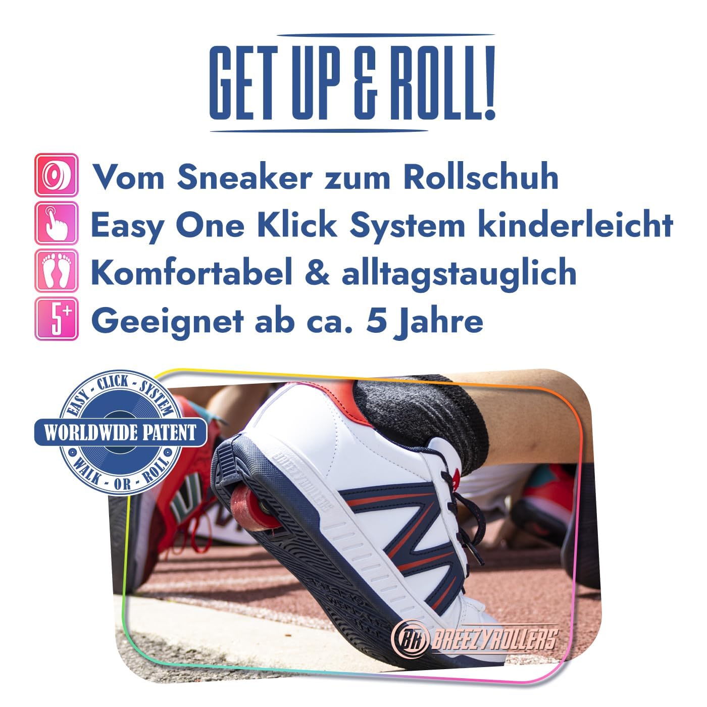Breezy Rollers 2191830, Chaussures à roulettes Fille Garçon, Basket a Roulette avec 1 Roue, Sneakers Skateboard
