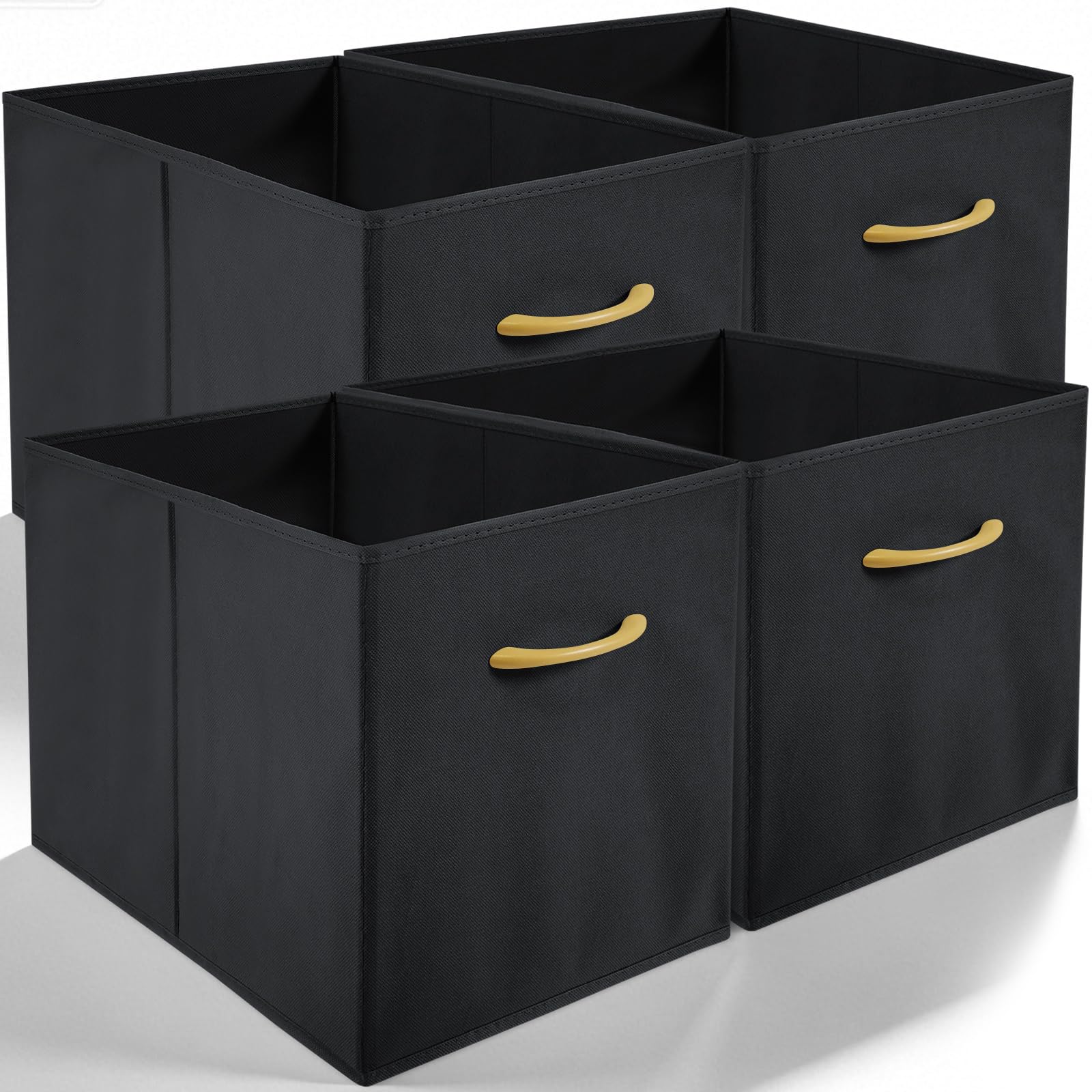 Amazing Tour 4 PCS Cube Storage Boxes 33x38x33 Dark Gray,Foldable Fabric with Handles Collapsible for Home Office Nursery Organiser - Clothes Basket Containers