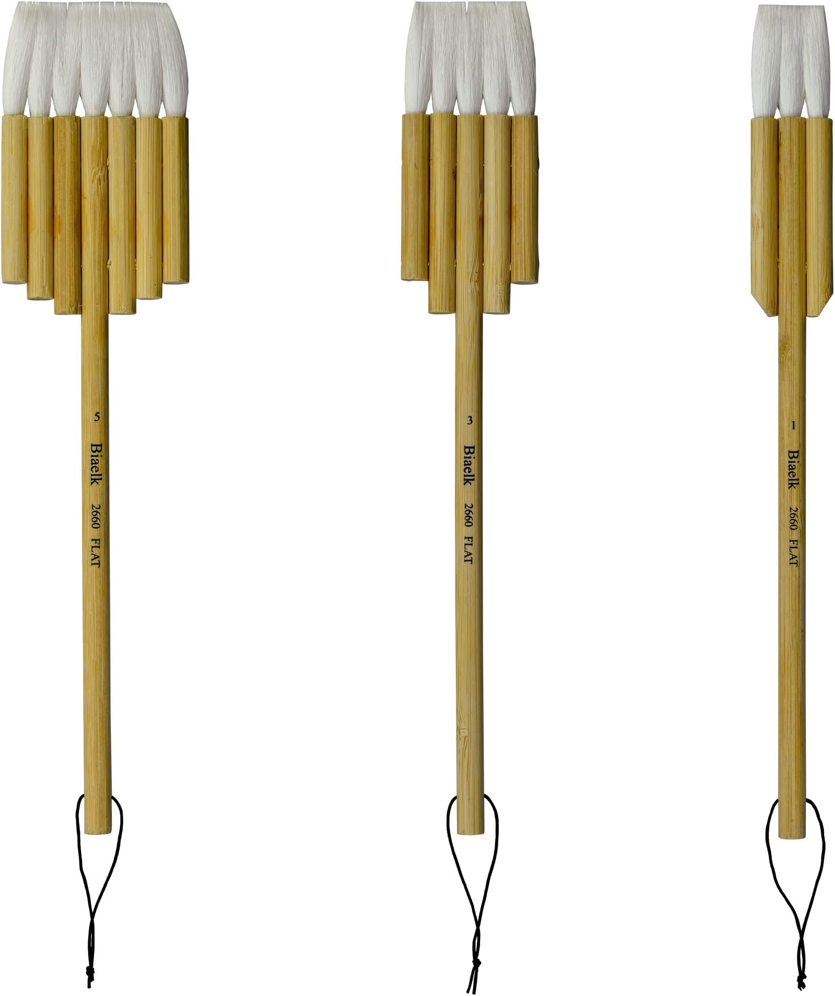 Professional Watercolor Brushes Set,Hake Brushes Set,2660Flat Synthetic Goat Mixed Hair Artist Art Supplies,3PCS of #1#3#5,Carbonized Bamboo Handle for Watercolor Paint