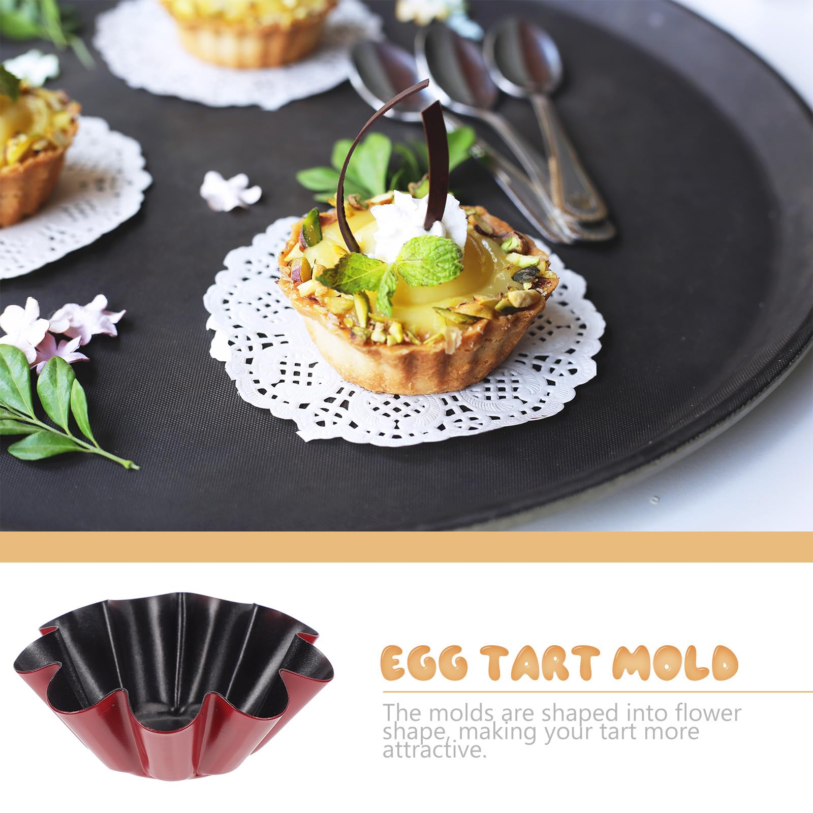FOCCTS 12-Pack Mini Tart Pans - Carbon Steel Baking Cups, 2.6" Top Diameter, 0.9" Height - View #9